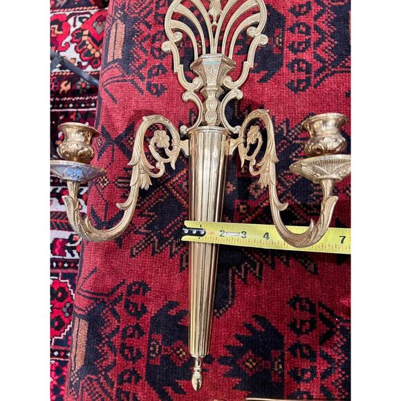 Hollywood Regency Candlestick Holder Sconce Set Empire Style Elegant Candelabras - Picture 8 of 10